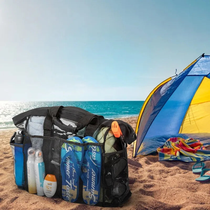 Stor Vandtæt Strandtaske med Mesh