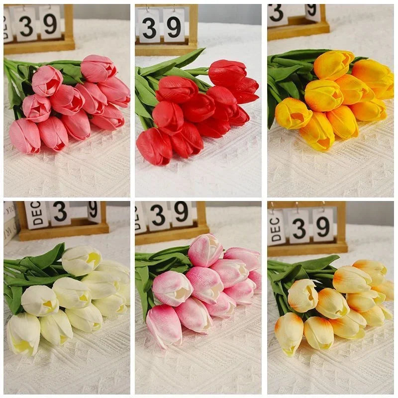 5 stk. Kunstige Tulipanblomster til Hjemmeindretning