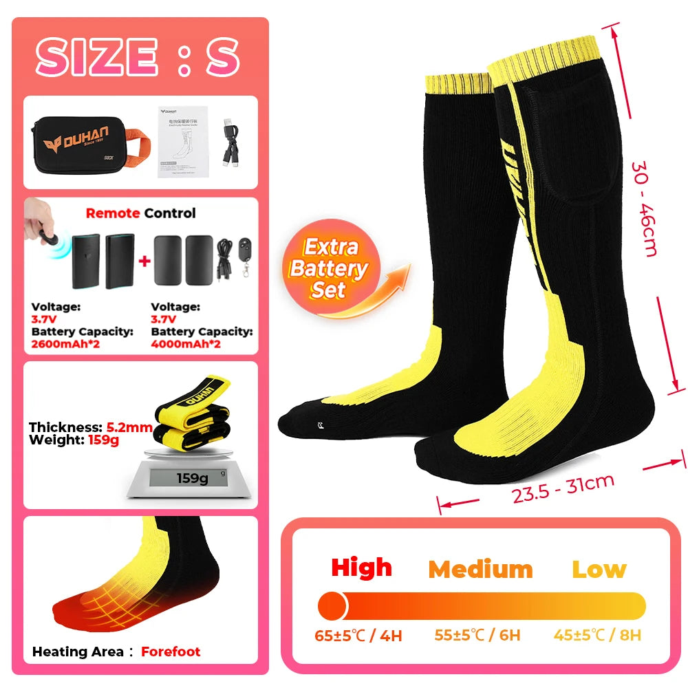 Genopladelige Varmestrømper til Vinter med Fjernbetjening