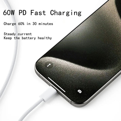 60W USB-C Opladerkabel til iPhone og Android