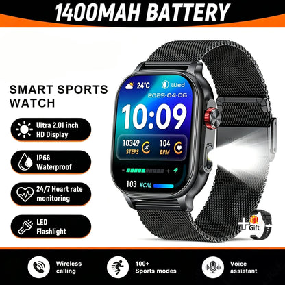 Smartwatch med Pulsmåler og Bluetooth-Opkald