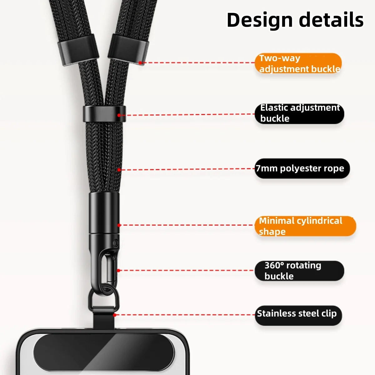 Universel Anti-fald Telefon Crossbody Rem