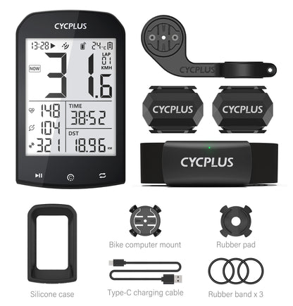Smart GPS-Cykelcomputer med Hastighedsmåling og Medfølgende ANT+/Bluetooth-Pulsbælte til Komplet Præstationsovervågning