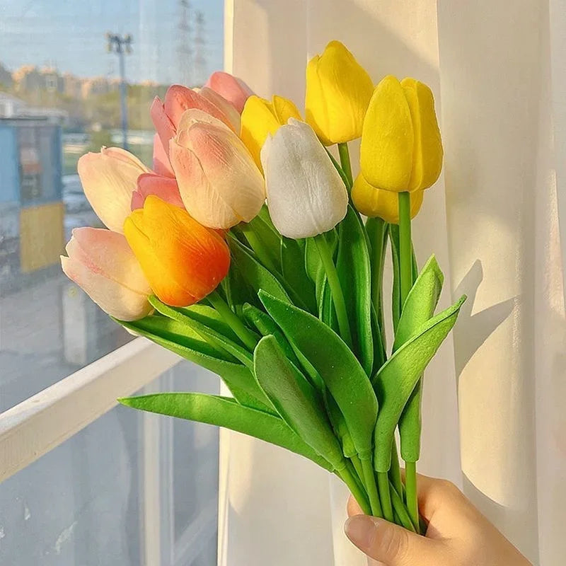 5 stk. Kunstige Tulipanblomster til Hjemmeindretning
