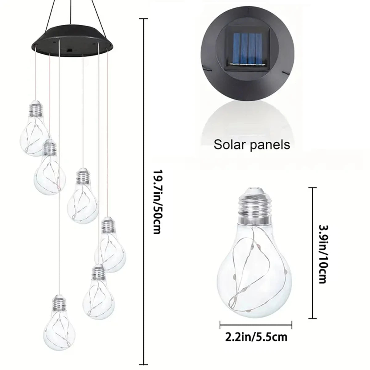 Farverige Solcelledrevne LED-Vindklokkelys