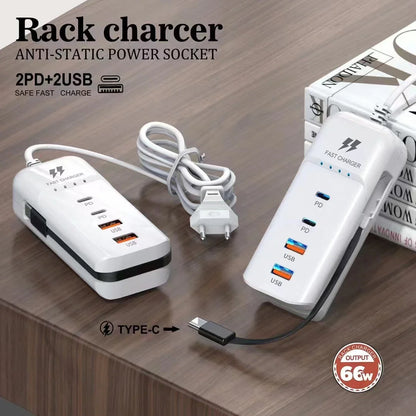 USB-C Hurtigoplader Vægadapter med Flere Porte