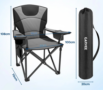 Ekstra Bred Foldbar Campingstol med Kopholder