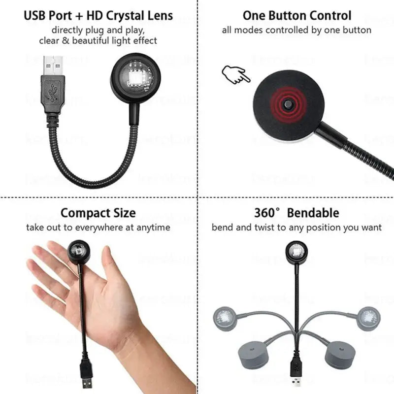 USB Solnedgang Regnbue LED Stemningsnatlys