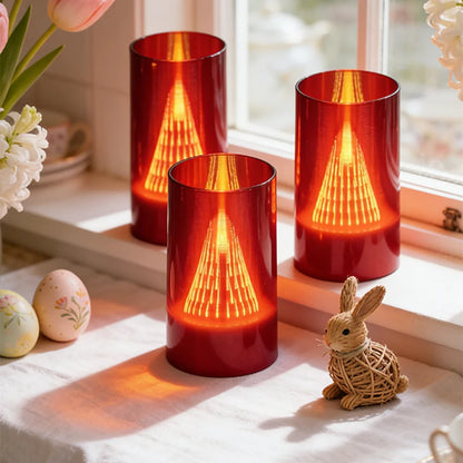 3 Stk. Flammefri LED-Stearinlys med Flammeeffekt