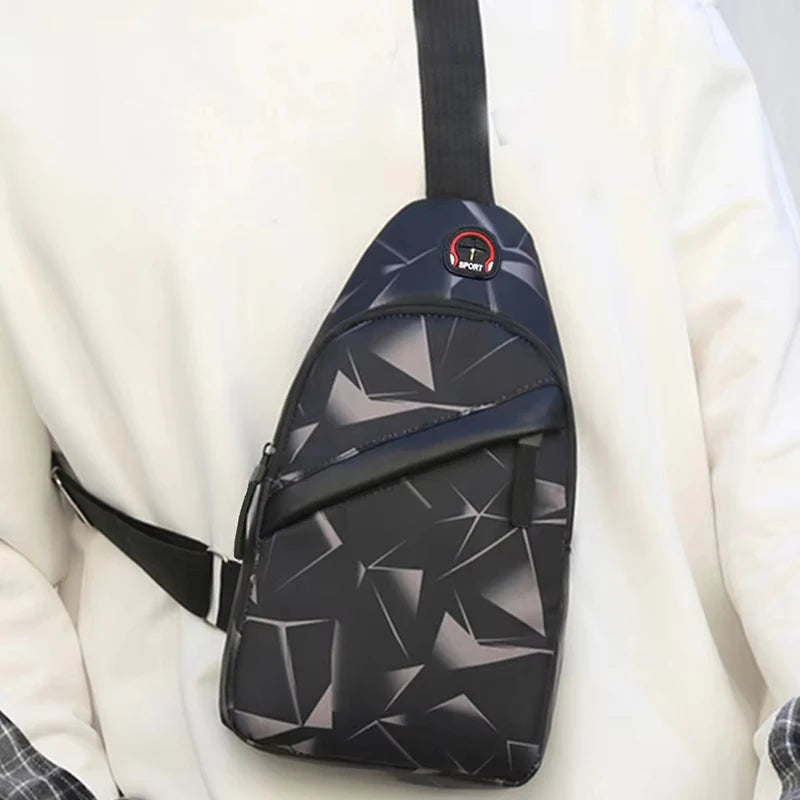 Herre Casual Crossbody Brysttaske med Geometrisk Mønster