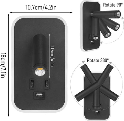 Vægmonteret LED-Lampe med USB-Port