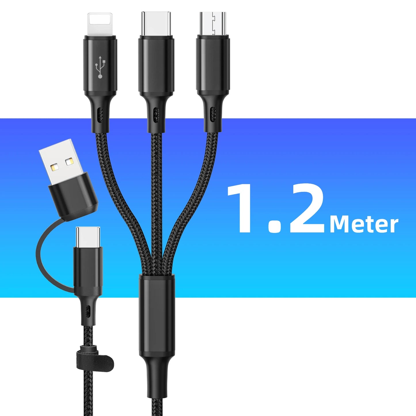 3-i-1 Hurtigopladningskabel 1,2 m