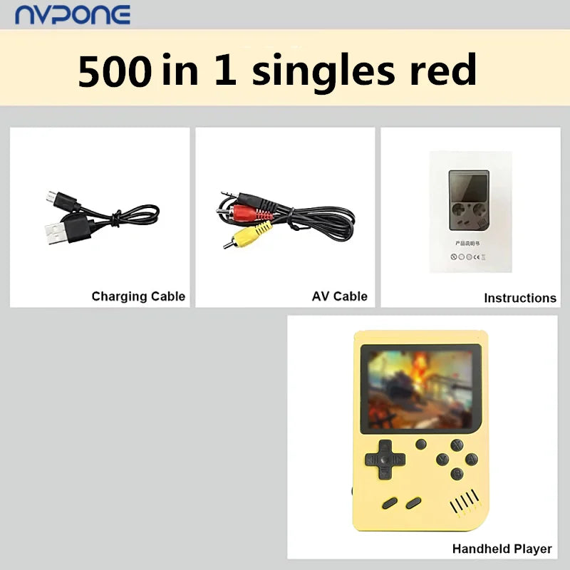 Bærbar Retro Spilkonsol med 500+ Spil