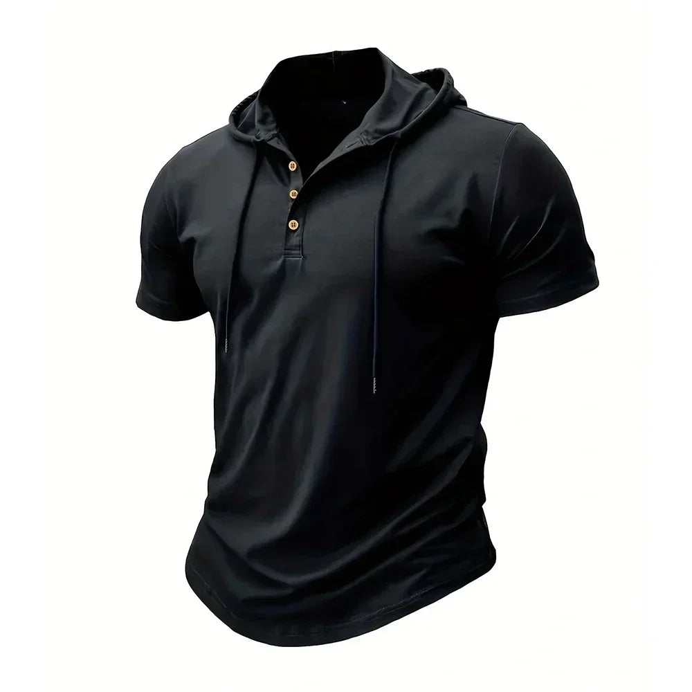 Herre Slim-Fit Hættetrøje Letvægt Sports T-Shirt
