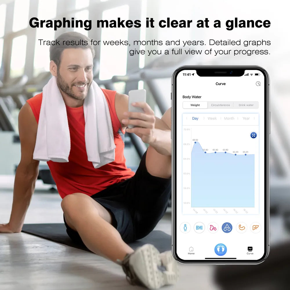 Smart Badevægt - Mål din Kropsvægt, BMI og Muskelmasse