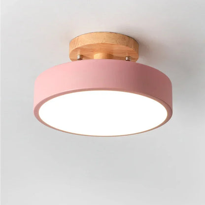 Nordisk Rund Loftlampe i Træ