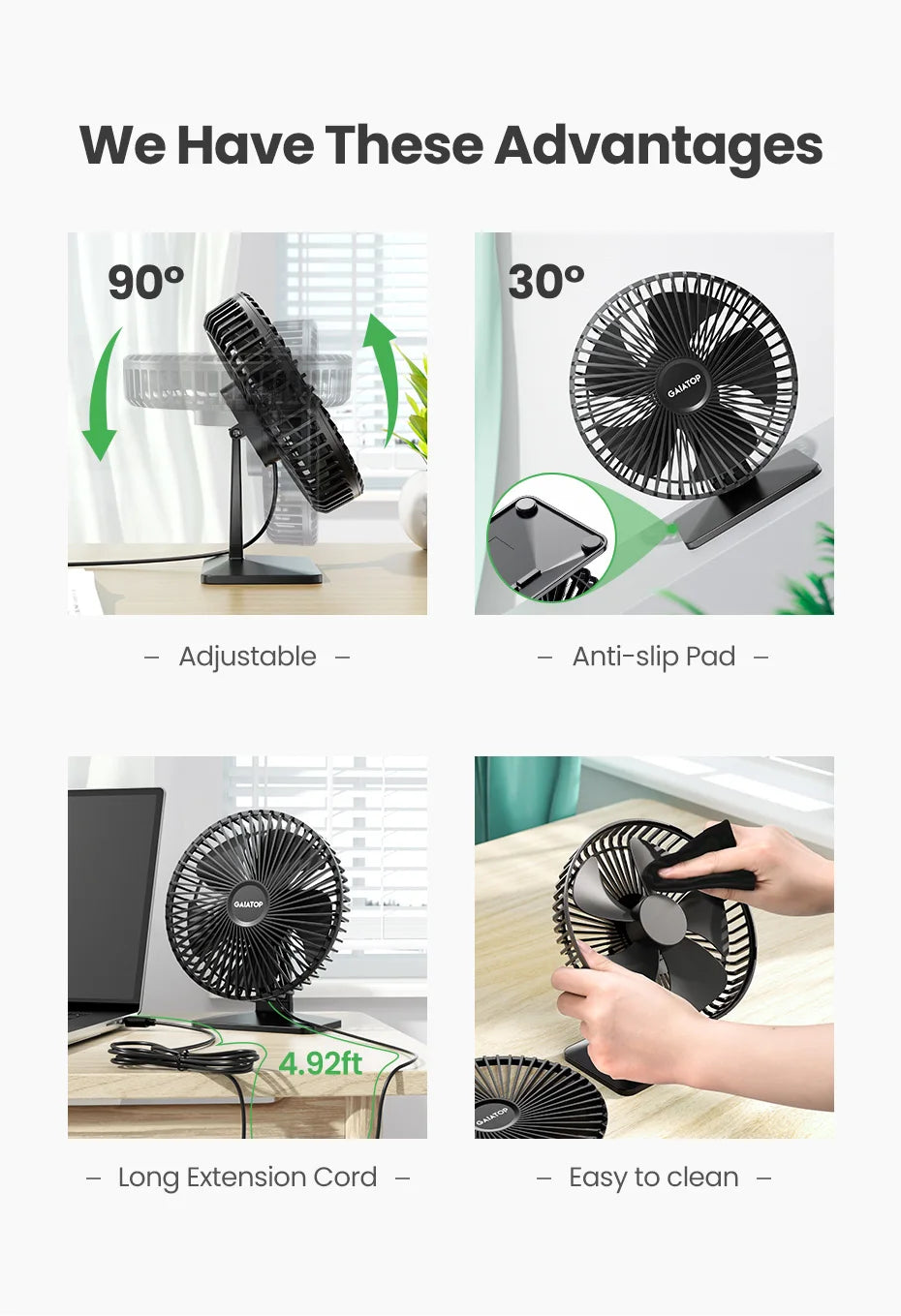 Bærbar USB Skrivebordsventilator