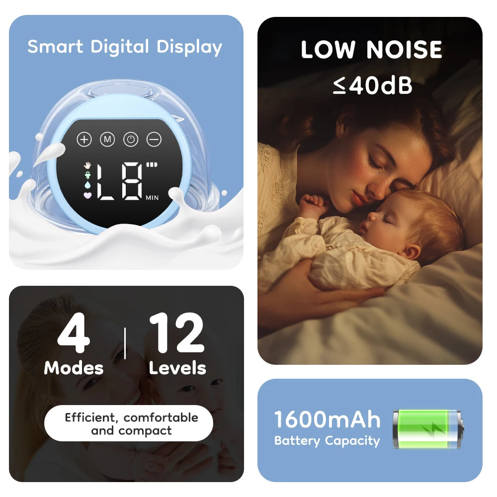 Bærbar Håndfri Elektrisk Brystpumpe