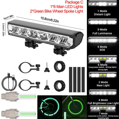 USB Genopladelig LED Cykelforlygte