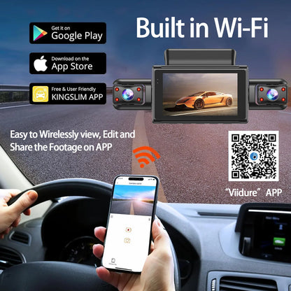 4-Kamera WiFi-Dashcam-System – Full HD-Optagelse Med Nattesyn og Parkeringsovervågning