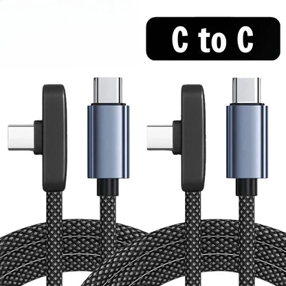 100W USB-C-Kabel med 90° Vinkel til Hurtig Opladning