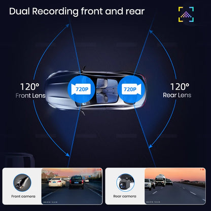 720P Mini Dashcam med ADAS og Bakkamera