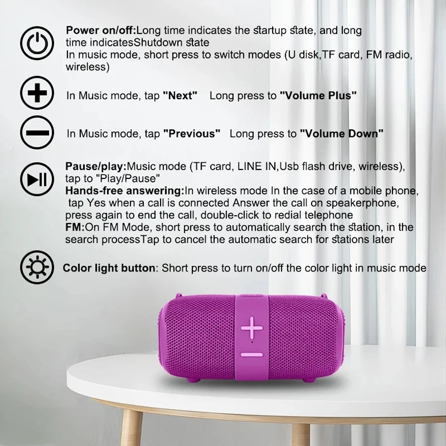 Bærbar Bluetooth-højttaler FM-radio Dyb Baslyd