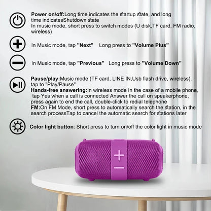 Bærbar Bluetooth-højttaler FM-radio Dyb Baslyd
