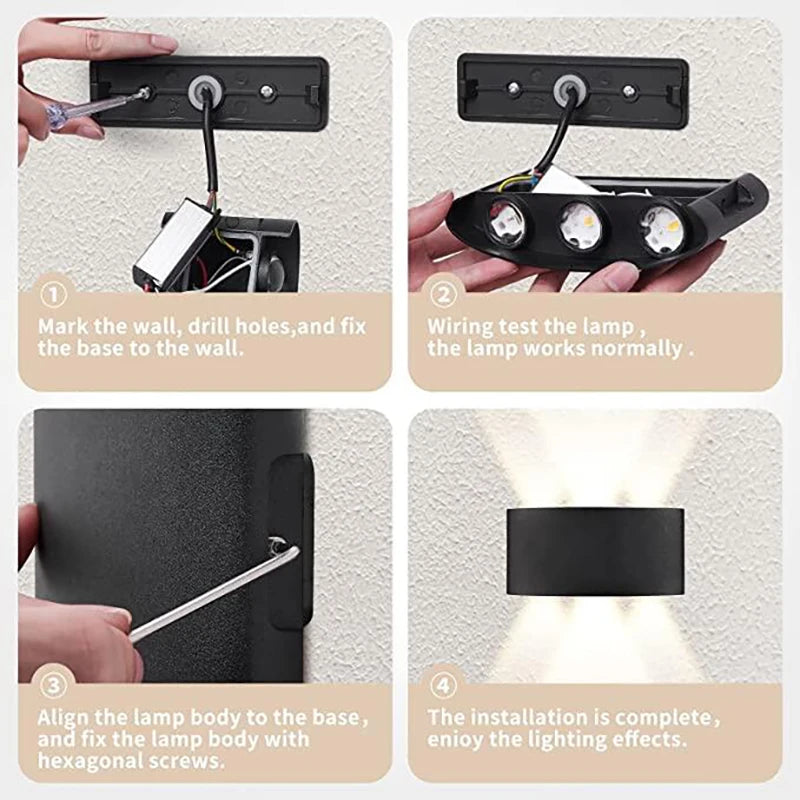 Moderne LED-Væglampe til Indendørs og Udendørs Brug