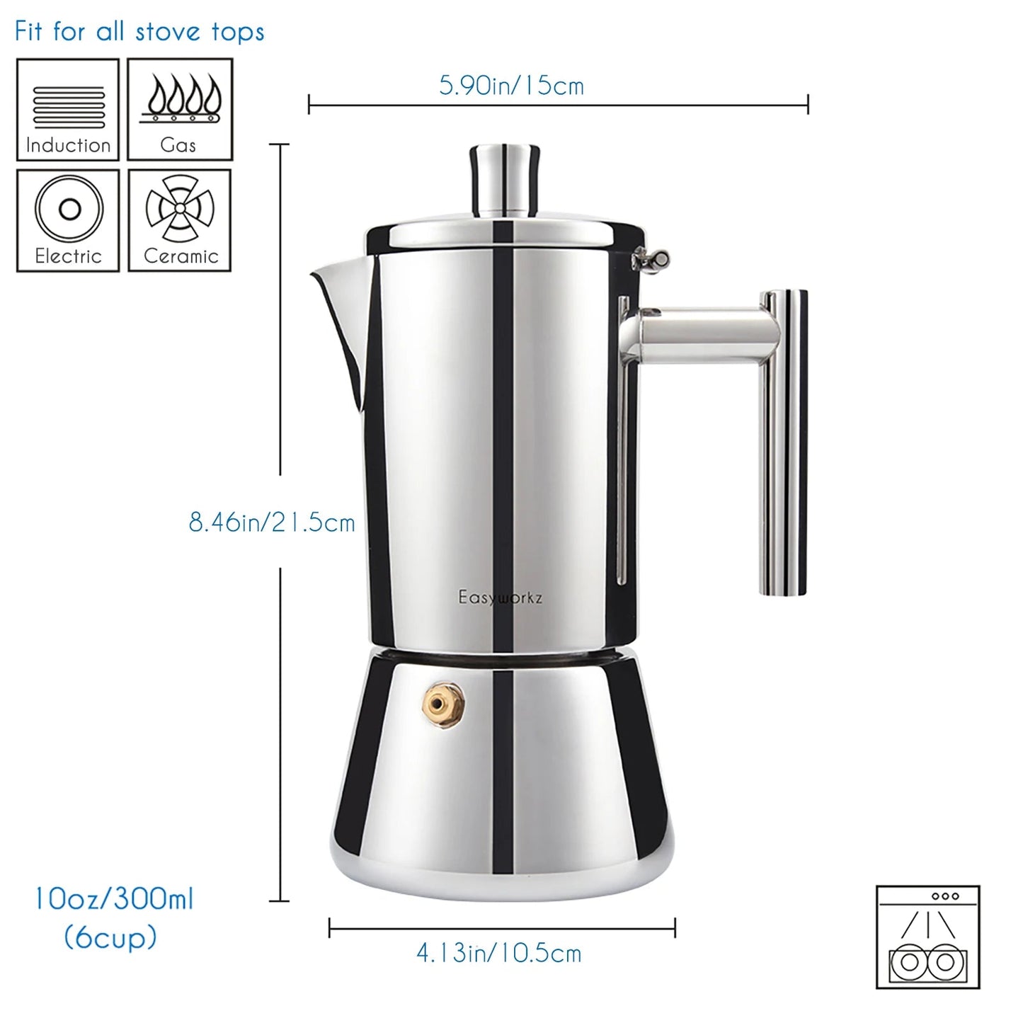 Espressomaskine i Rustfrit Stål Moka-Kande
