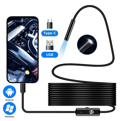 USB Type-C Endoskopkamera med LED-lys