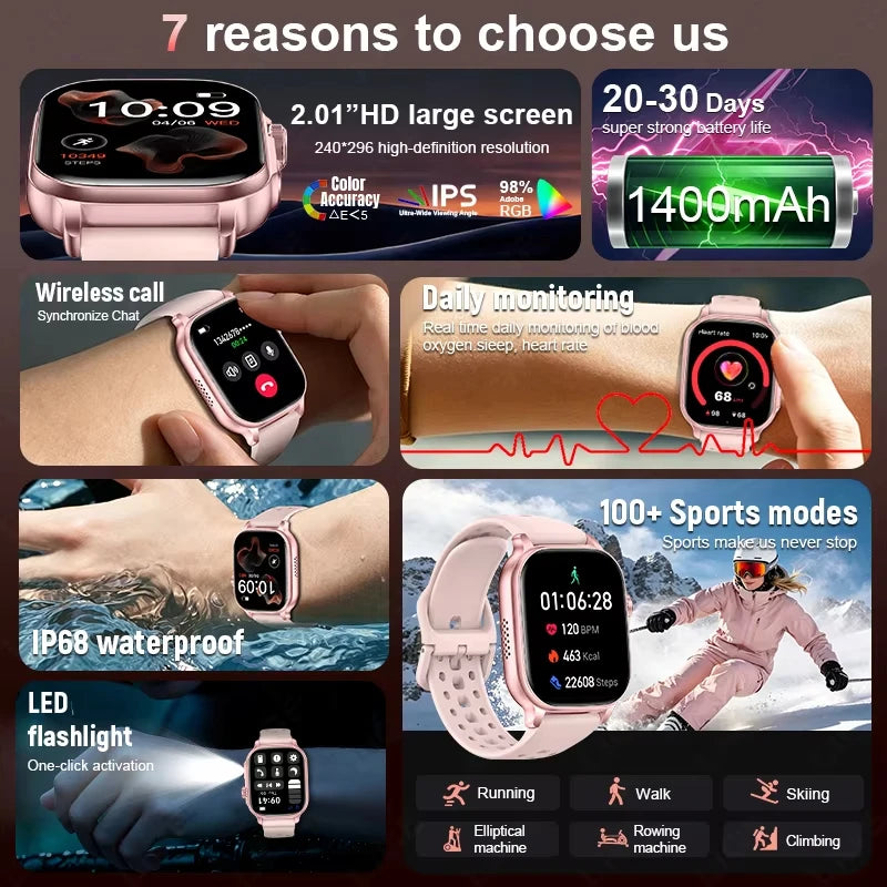 Smartwatch med Pulsmåler og Bluetooth-Opkald