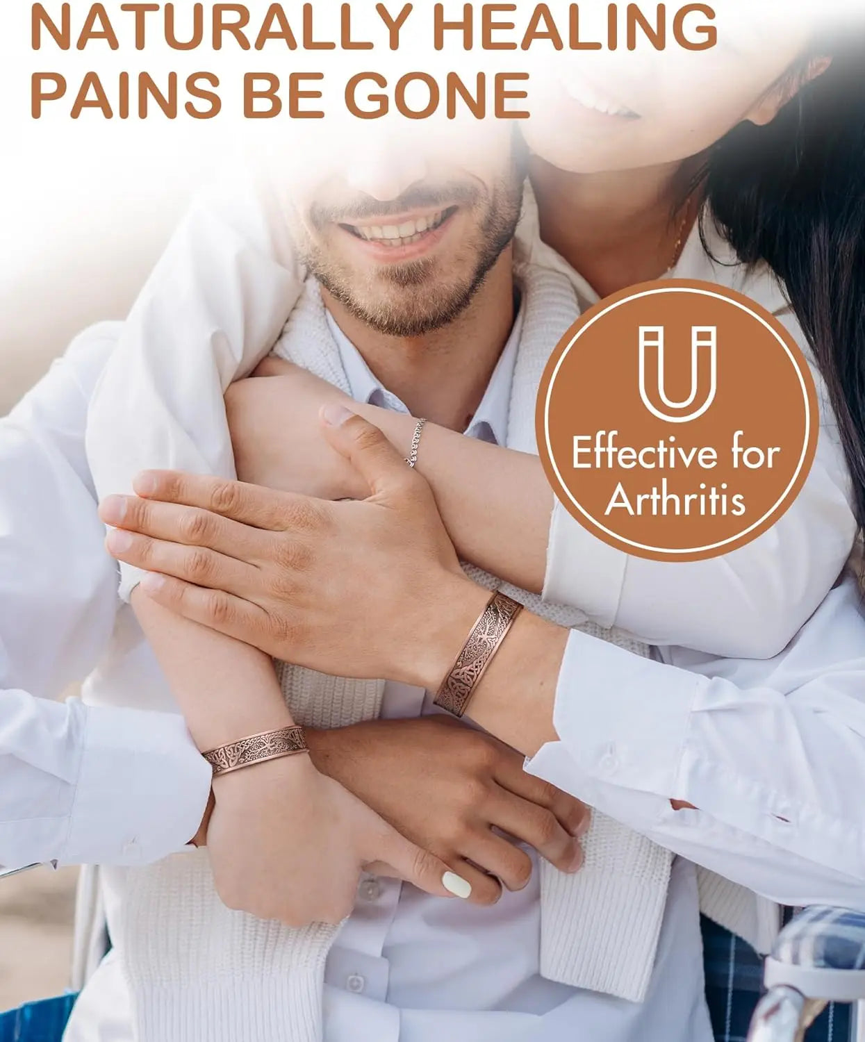 Kobber Magnetarmbånd – Livets Træ Design med Neodymmagneter