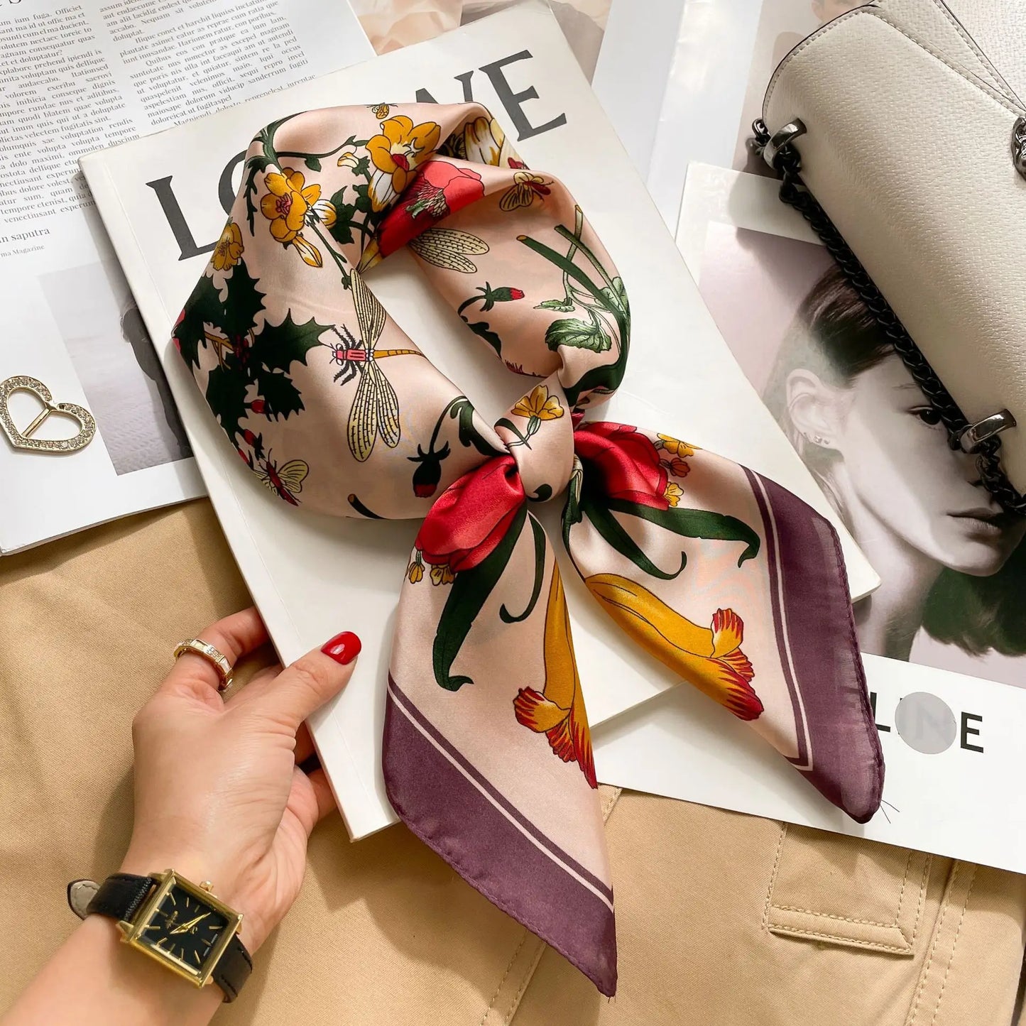 Luksus Trykt Silketørklæde til Kvinder