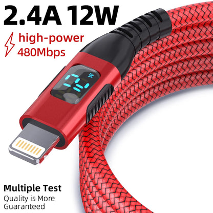 USB-A til Lightning Opladningskabel med LED-Display