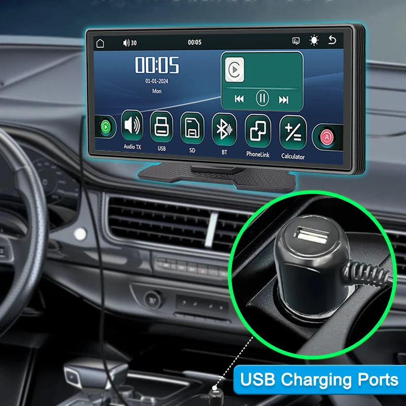 10,26-Tommer Trådløs CarPlay Android Auto GPS-Skærm