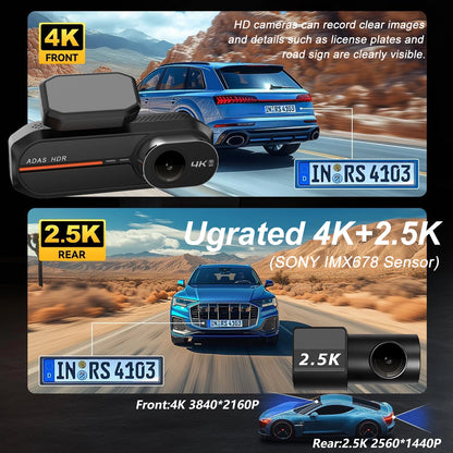 4K WiFi Dashcam med Front- og Bagkamera