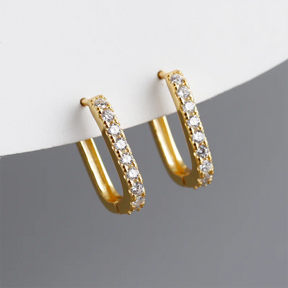 Elegante Firkantede Zirconia Hoop Øreringe
