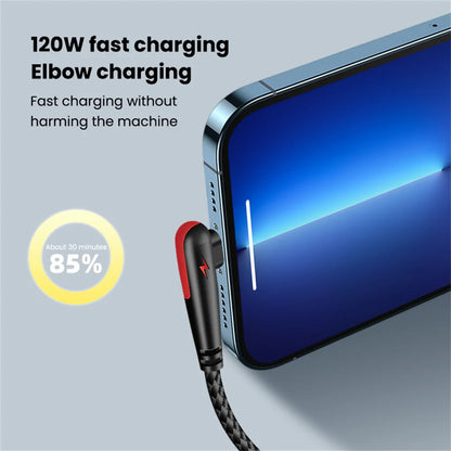 90 Graders USB-C Hurtigopladningskabel 120W