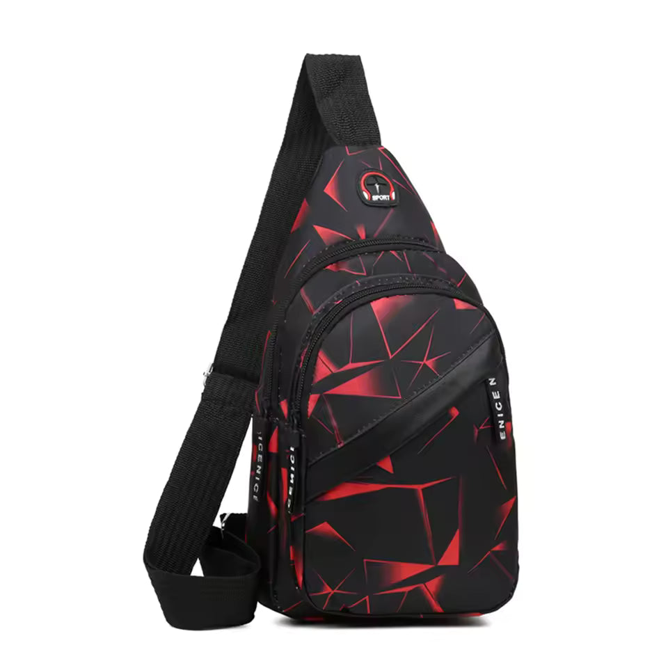 Herre Casual Crossbody Brysttaske med Geometrisk Mønster