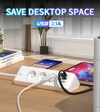 Hjørnestikdåse til Skrivebord med 2 USB- og 2 USB-C-Porte