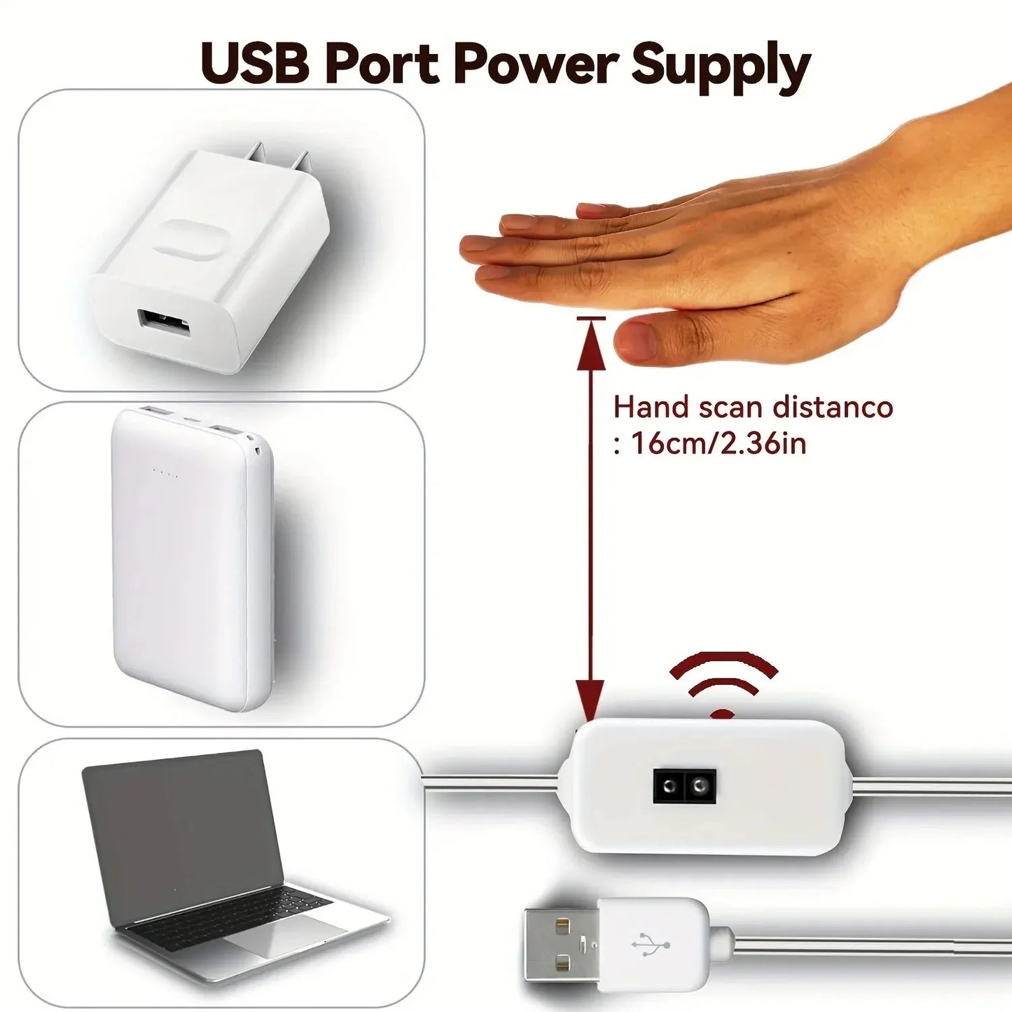 2m/3m/5m USB LED-Lysstrimmel med Bevægelsessensor