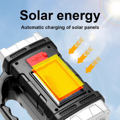 Solcelle LED Lommelygte med Campinglanterne