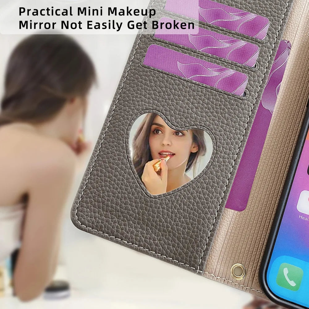 Lædertelefonetui med Crossbody-Strop til iPhone