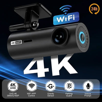 4K Bil Dash Cam Med WIFI