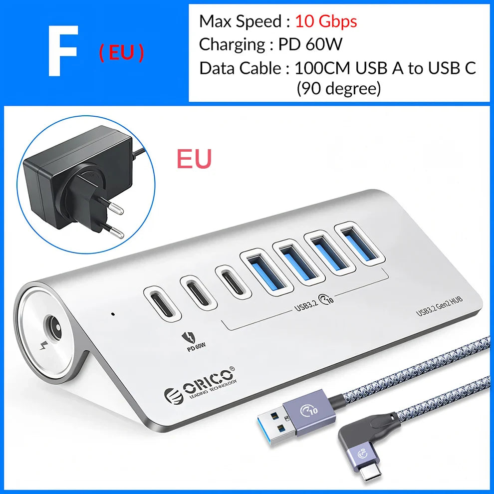 USB C Hub med PD60W Opladning og Flere Porte