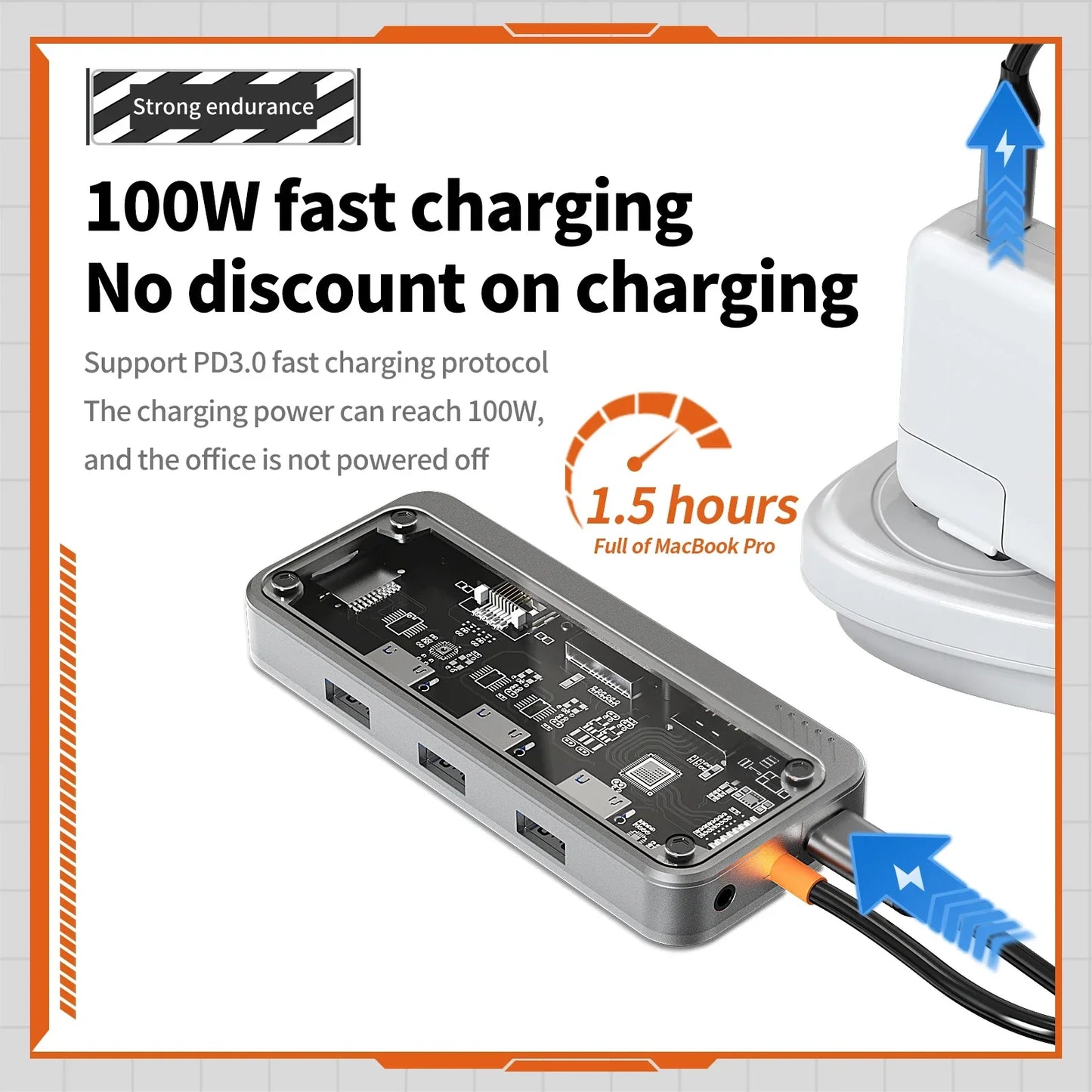 USB C Hub Adapter med HDMI, DP, VGA, Ethernet, USB