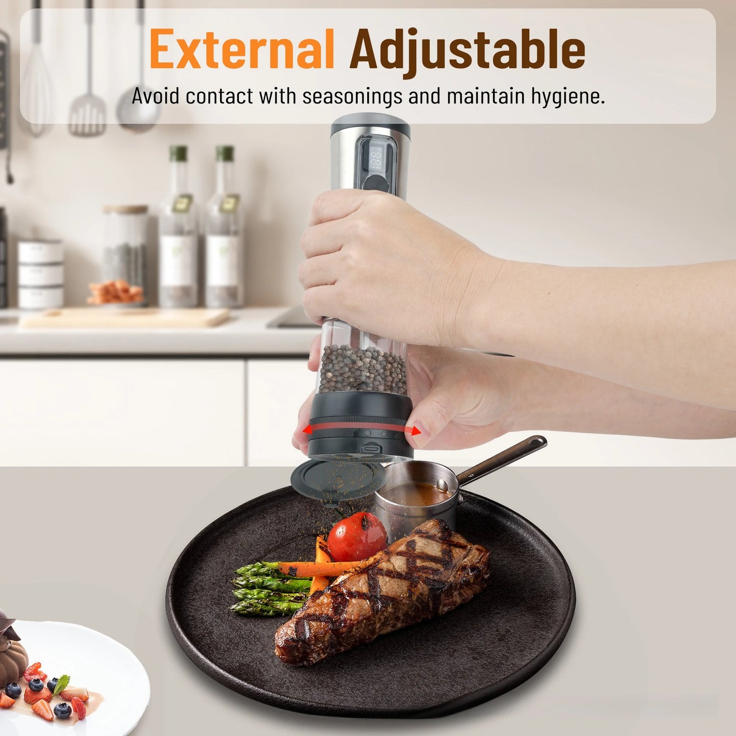 Genopladeligt Elektrisk Salt- og Peberkværnsæt