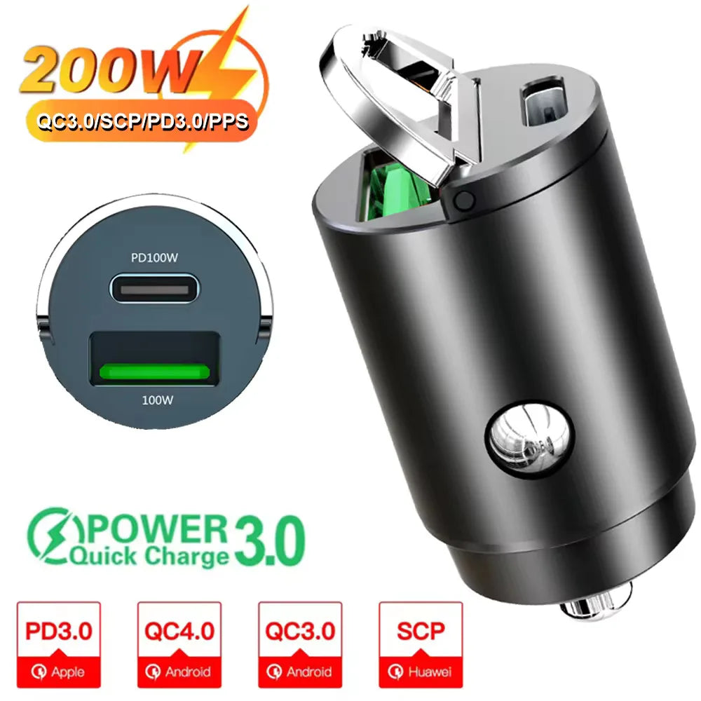 100W/200W Hurtig USB Biloplader Type-C