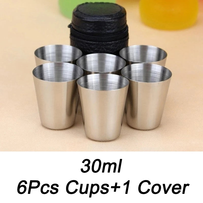 4/6 Stk. Rustfri Stål Rejsekrus Sæt med Etui